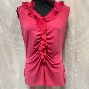 White House Black Market Fuchsia Ruffled Blouse